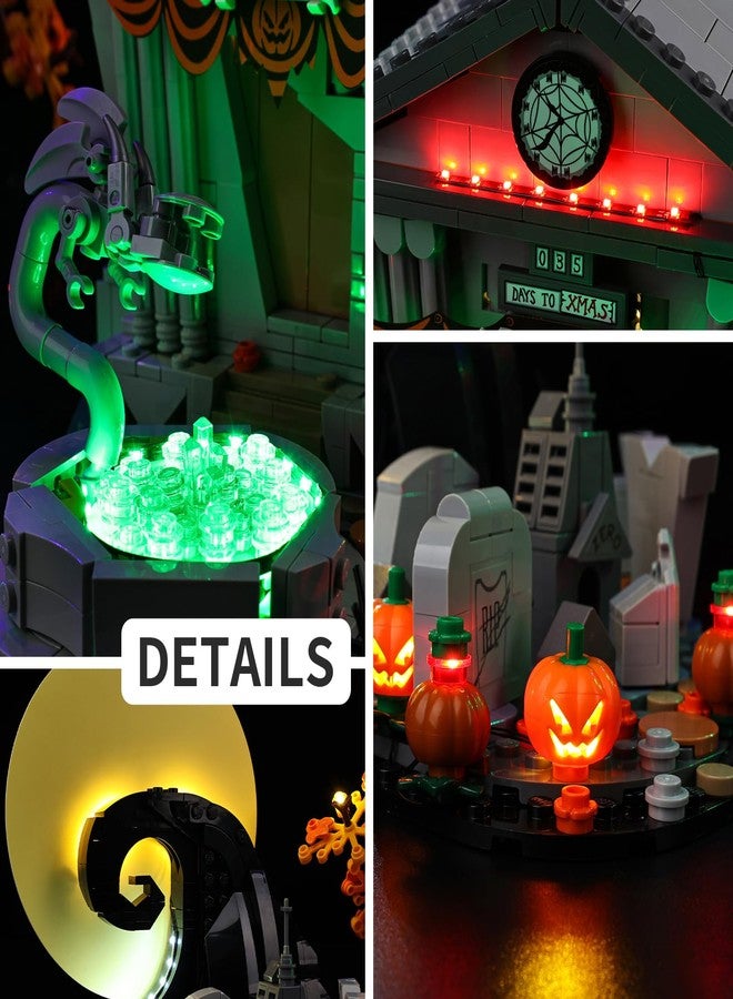 Kyglaring طقم إضاءة LED من Kyglaring متوافق مع مكعبات بناء Lego Tim Burton's The Nightmare Before Christmas 21351، ملحقات إضاءة مطورة لمجموعة النموذج 21351 (أضواء فقط) - Image 4